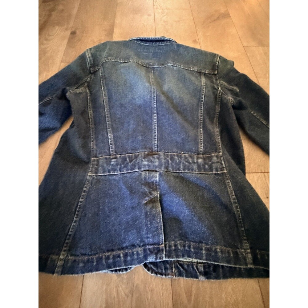 Ralph Lauren Jeans Co Premium Denim Leather Jacket Button Up Sz Large Equestrian - Picture 4 of 6